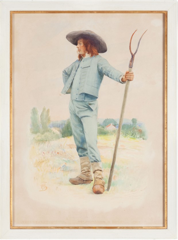 Jules-Gabriel Hubert-Sauzeau – Le va-devant Aquarelle sur papier, vers 1900
