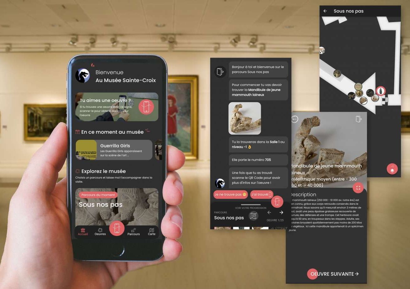 L'application Visite Musée avec quelques captures d'écran