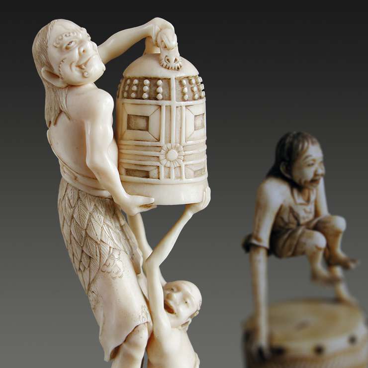 Okimono et netsuke de Tenaga et Ashinaga
